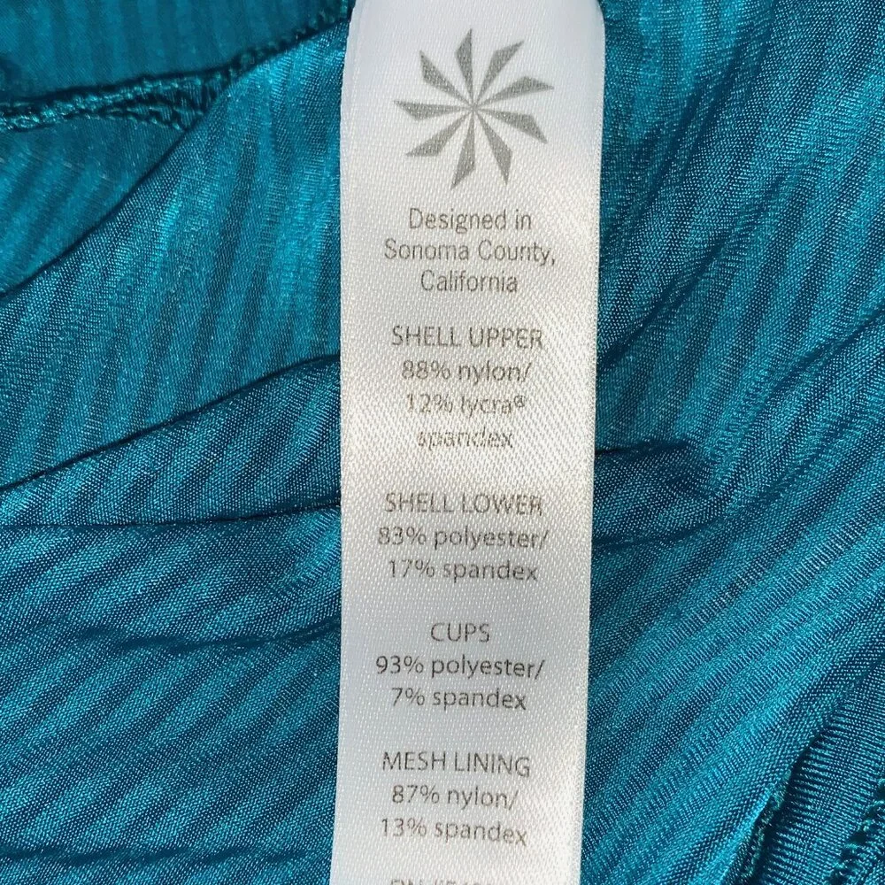 Athleta Skills & Drills Coastal Green Drawstring Built-In Bra Tank Top Women's M - Picture 9 of 9